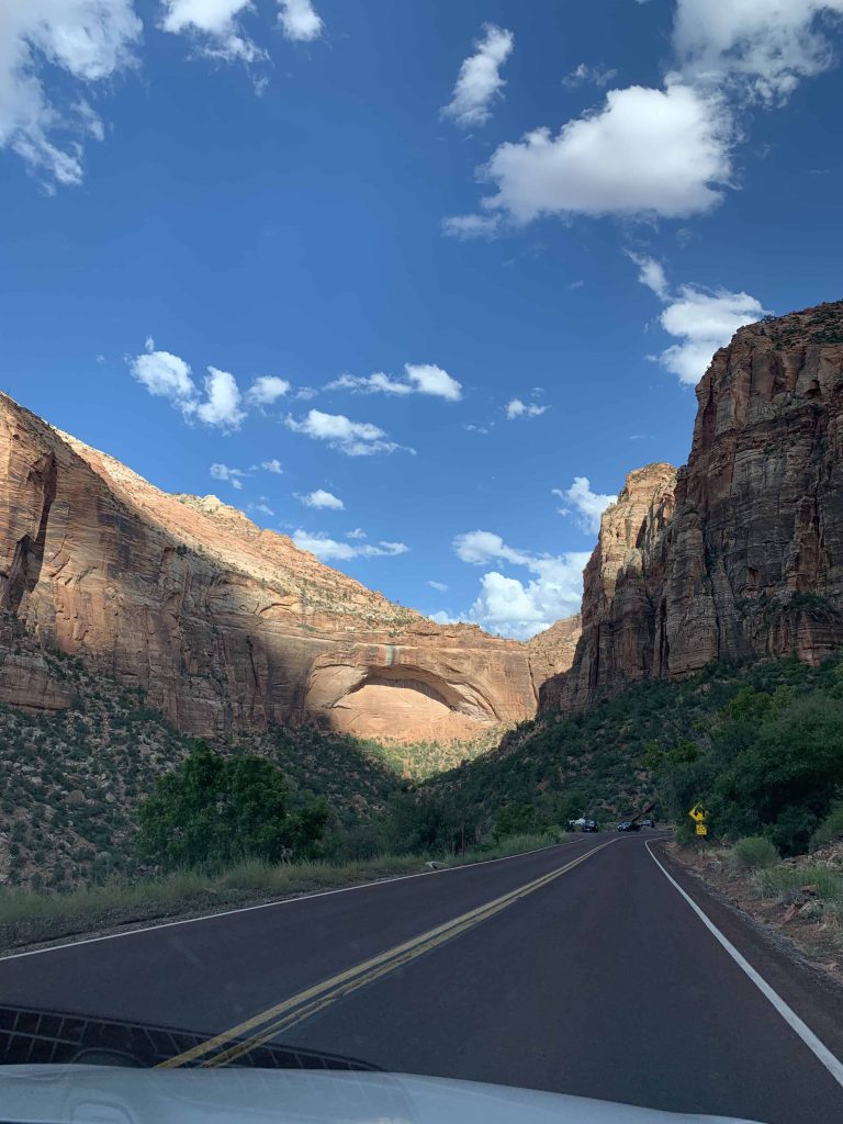 View of arch along Zion-Mt Carmel Highway in Zion