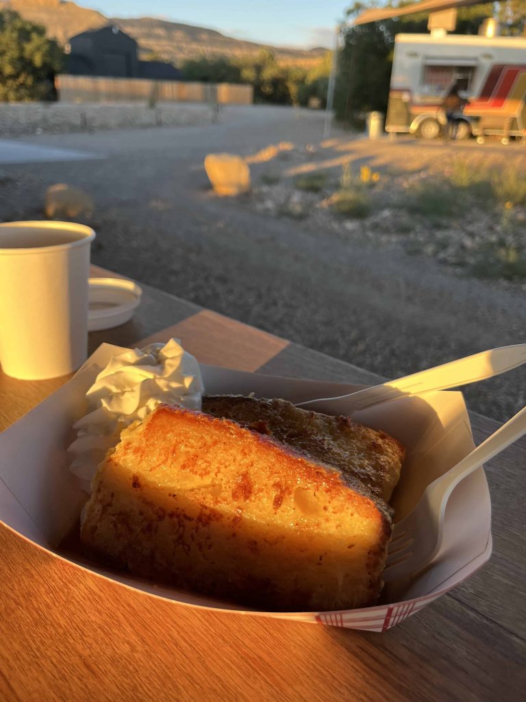 Close up of cornbread french toast breakfast