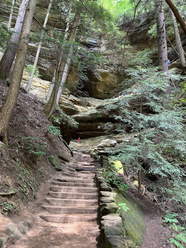 Hiking trail with steep steps up the side of the hill