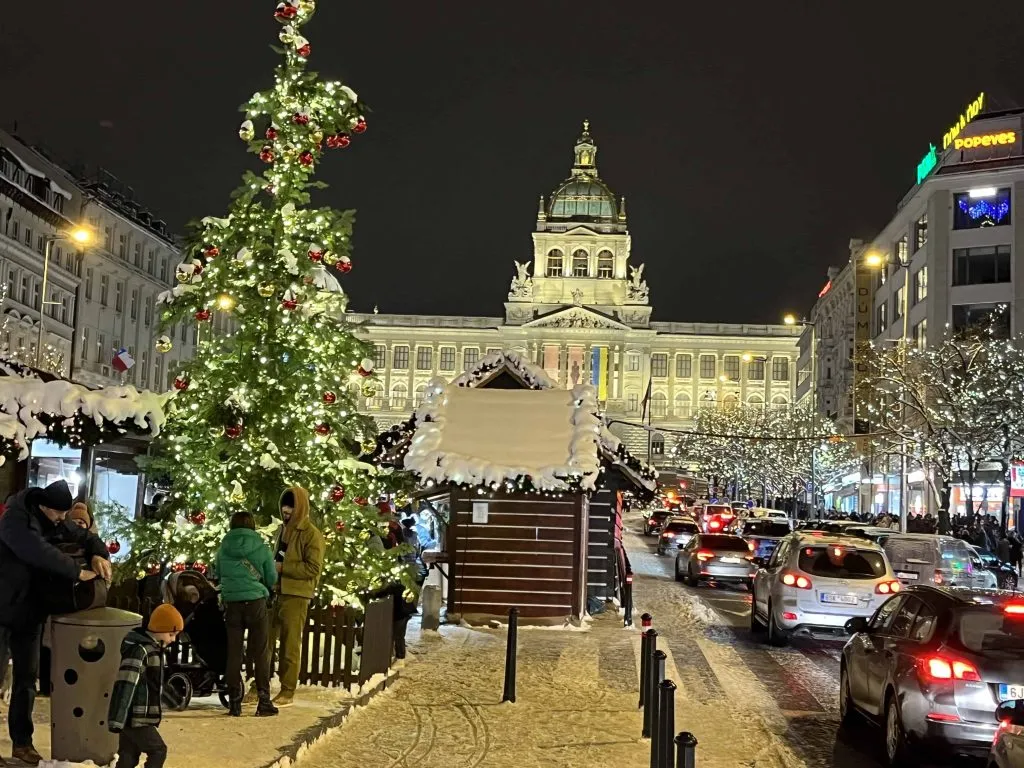 Prague Christmas Market at night