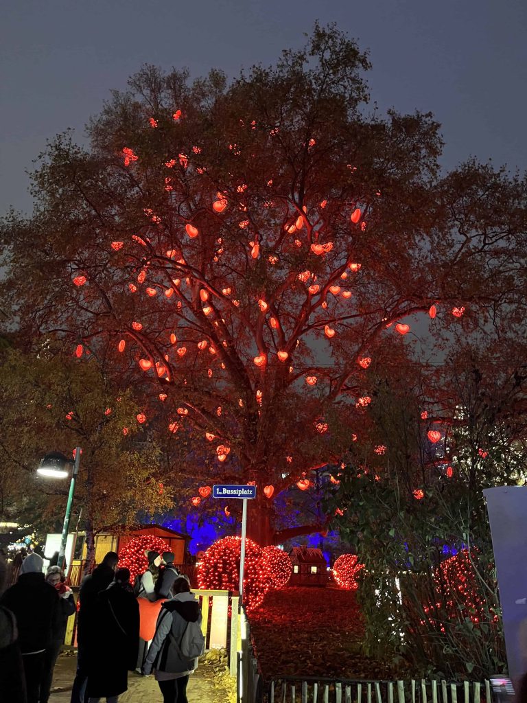 The Heart Tree at the Vienna Town Hall Christmas Market.