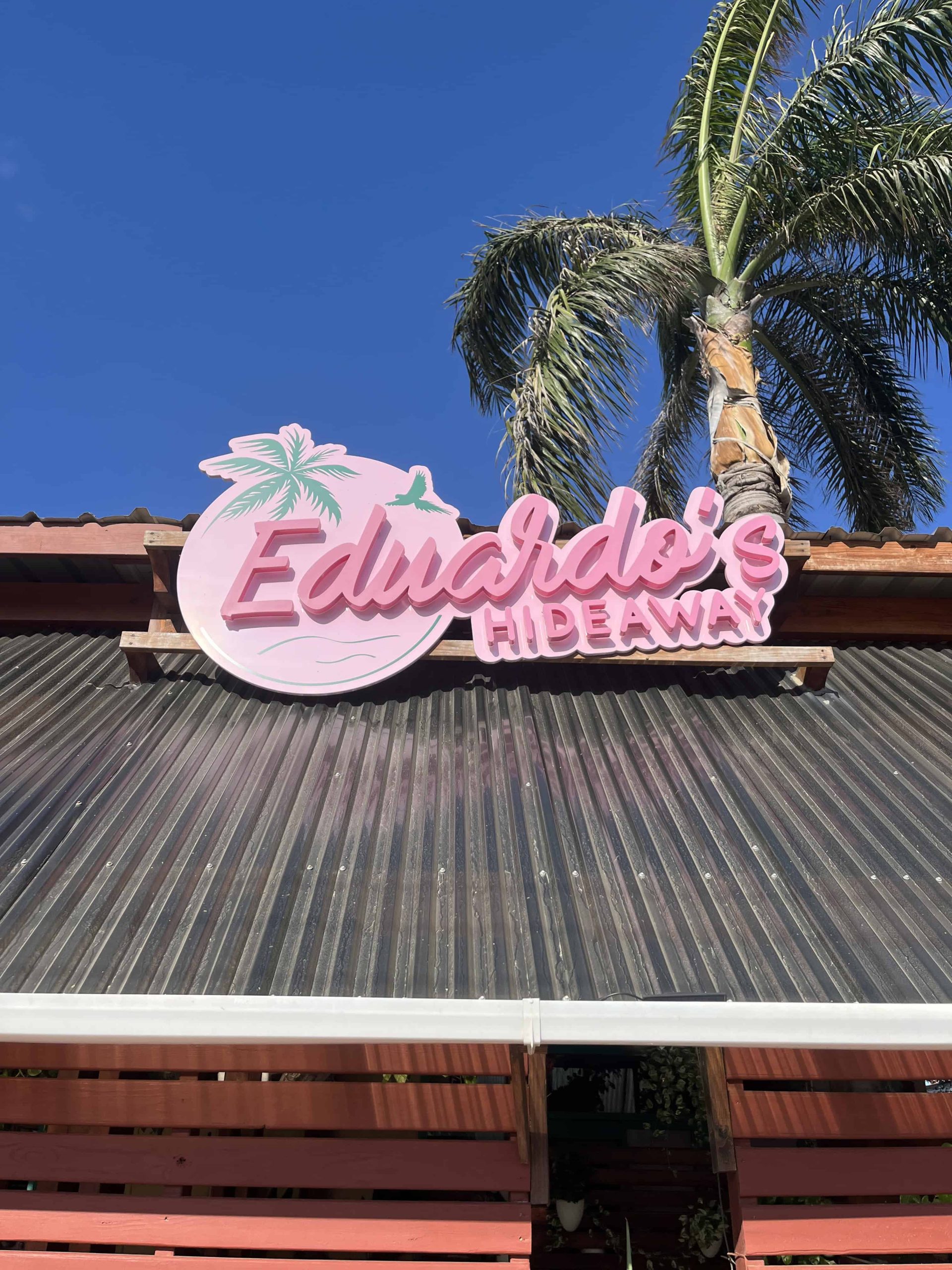 The front of the Eduardo's Hideaway location in Noord, Aruba. One of the best place to eat breakfast.