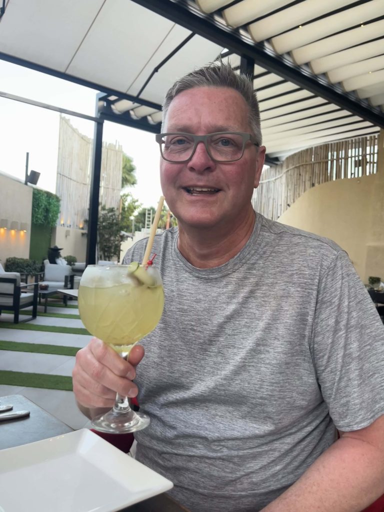 Enjoying a cocktail at Azia.