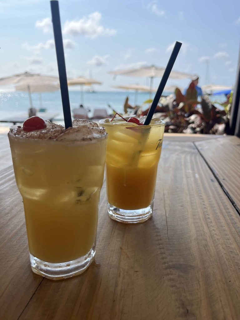 Drinks at Surfside Beach Bar in Aruba.