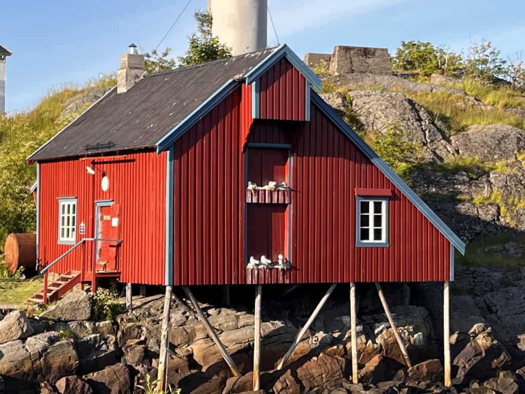 Red waterfront building in the fishing village of Nusfjord.