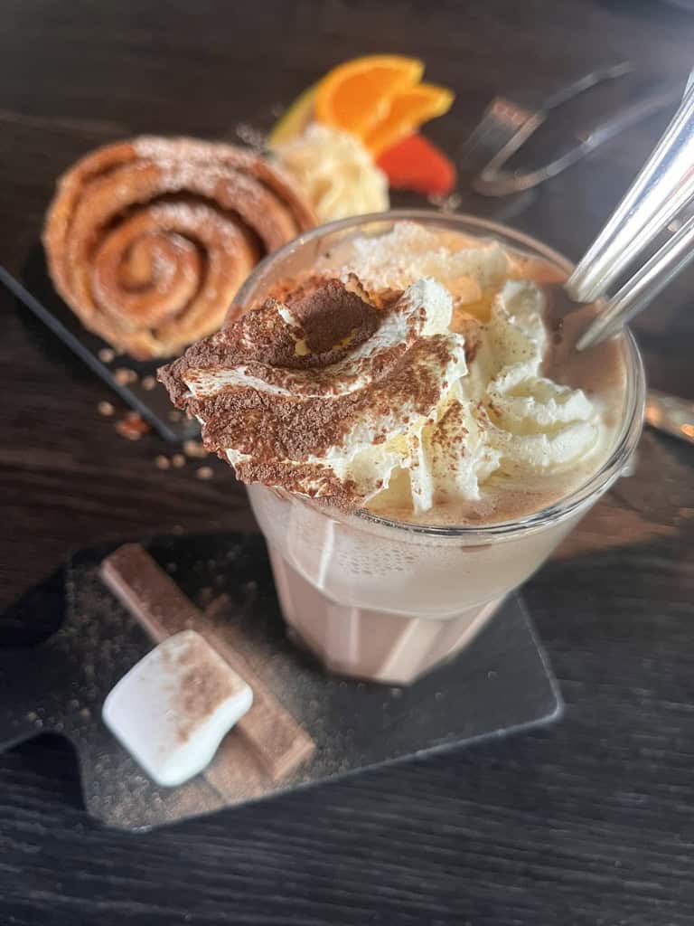 Hot chocolate at the Unstad Arctic Cafe.