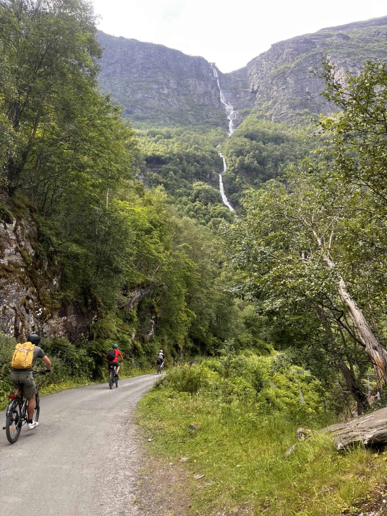 Biking the Flåm Valley back to the village.