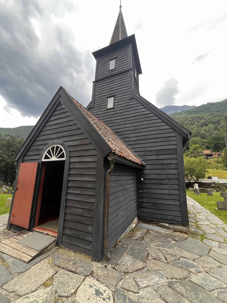 Stave church in the village of Flåm.