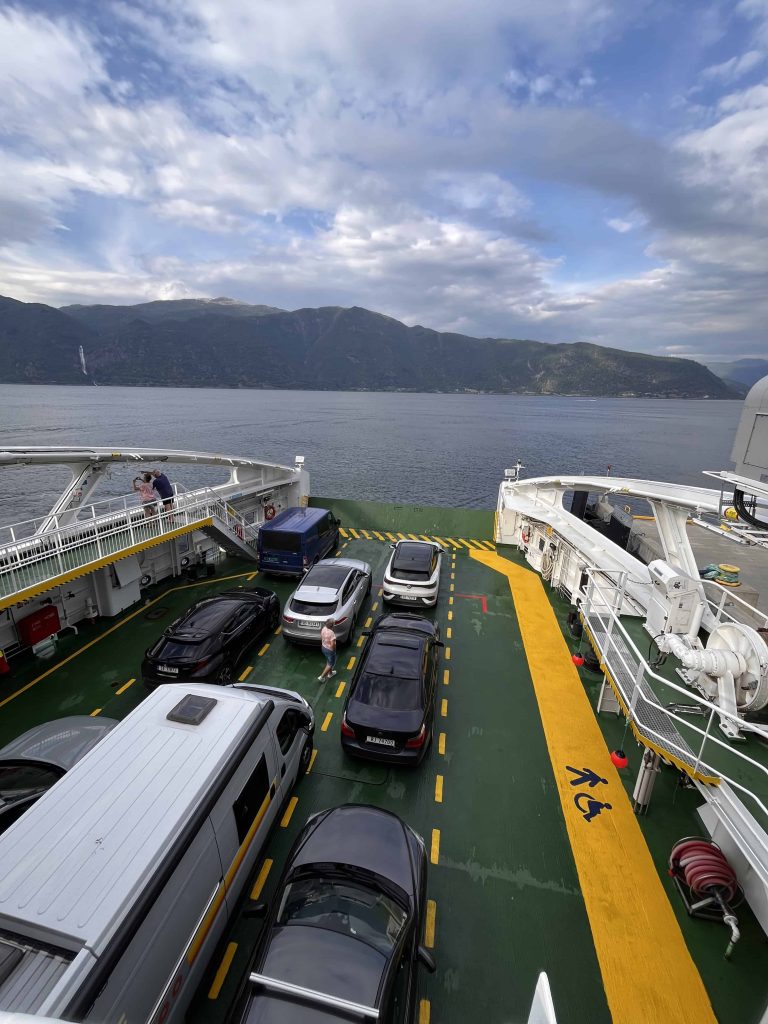 Rental car on the ferry in Norway.
